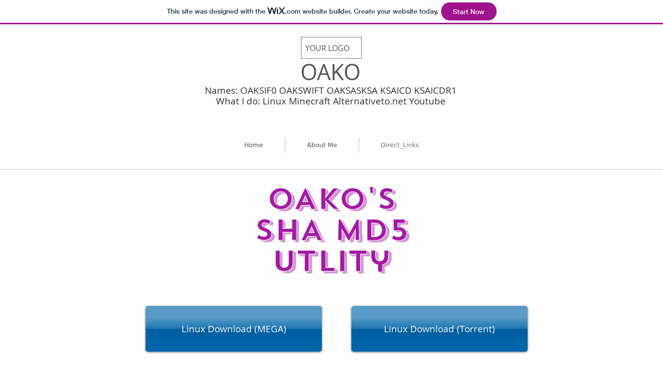 OAKO's SHA MD5 Hash Utility Landing page
