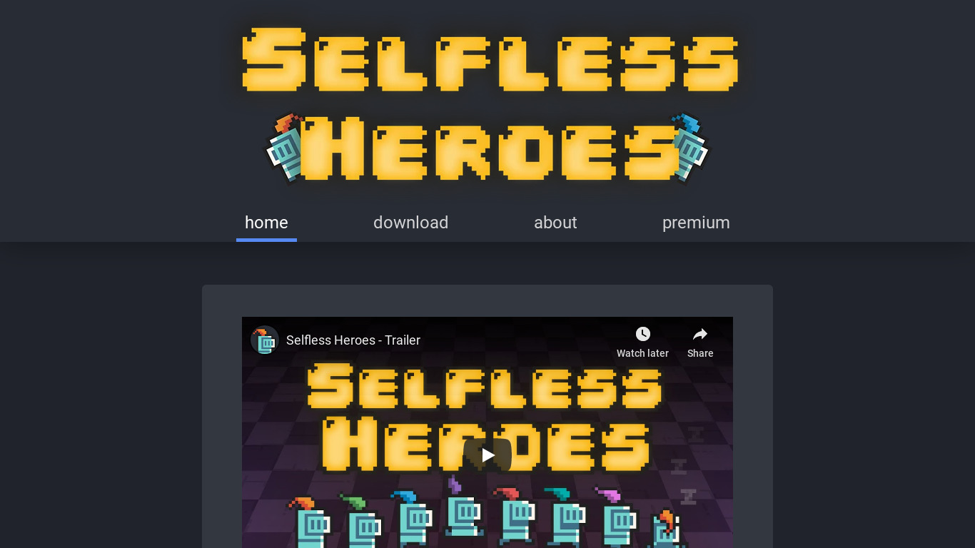 Selfless Heroes Landing page
