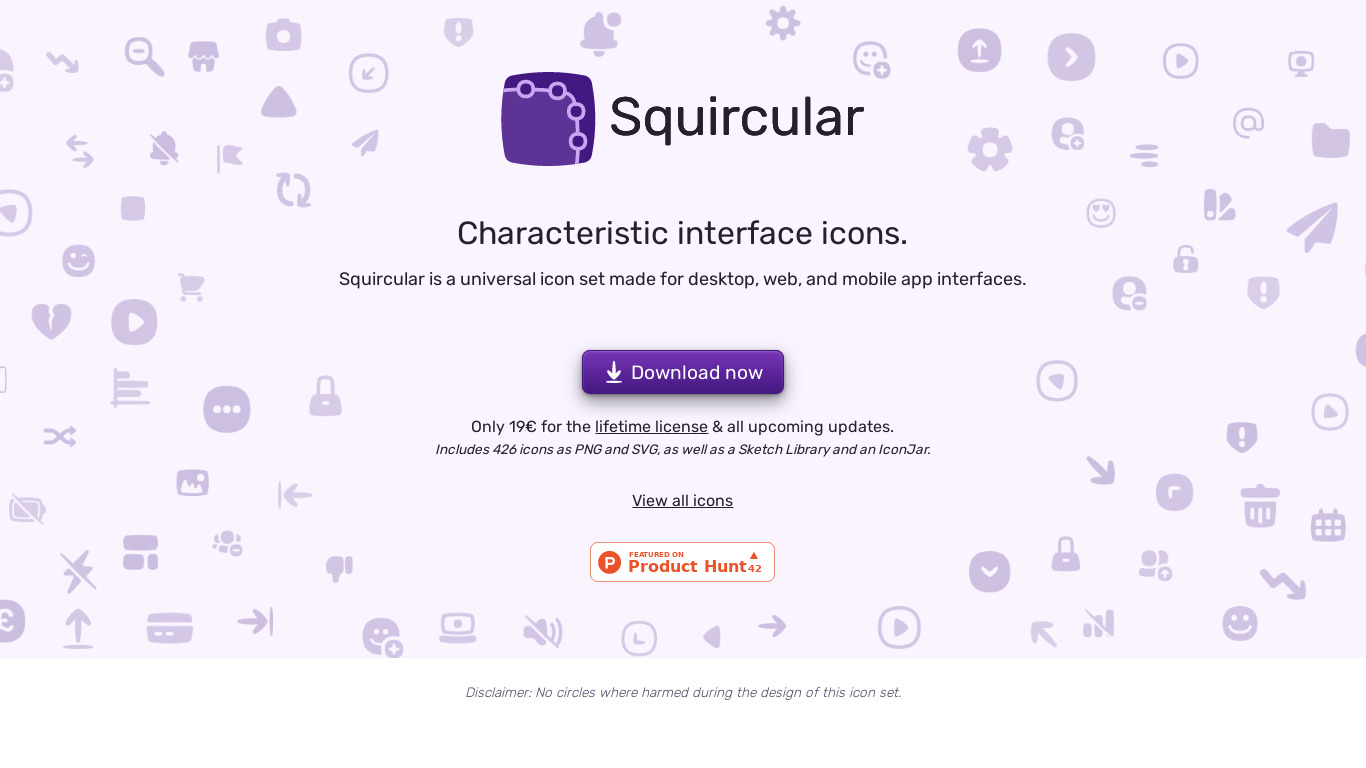 Squircular Icons Landing page