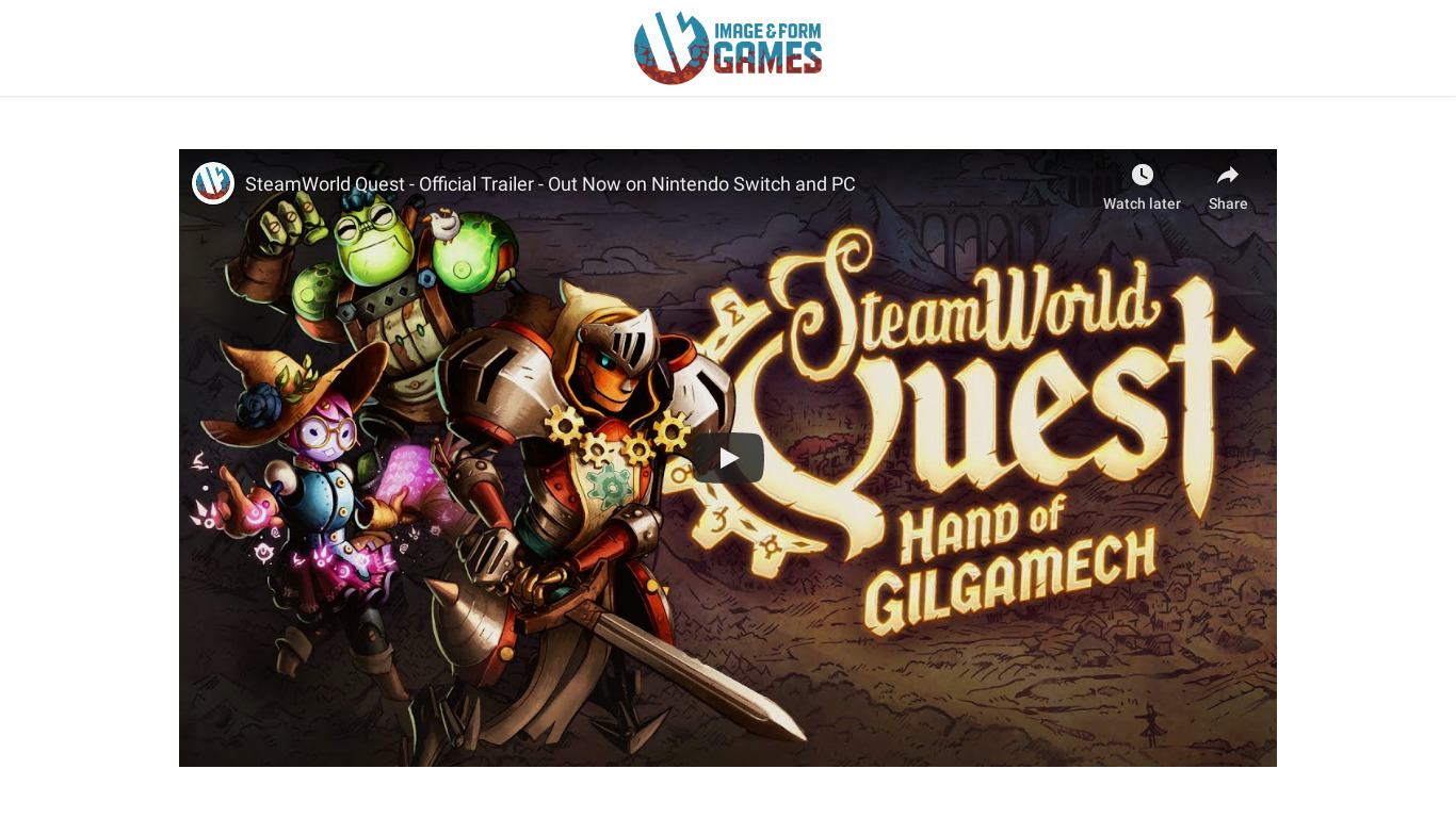 SteamWorld Quest: Hand of Gilgamech Landing page