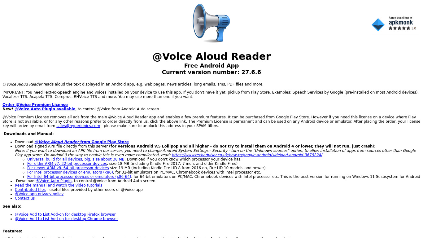 @Voice Aloud Reader (TTS Reader) Landing page