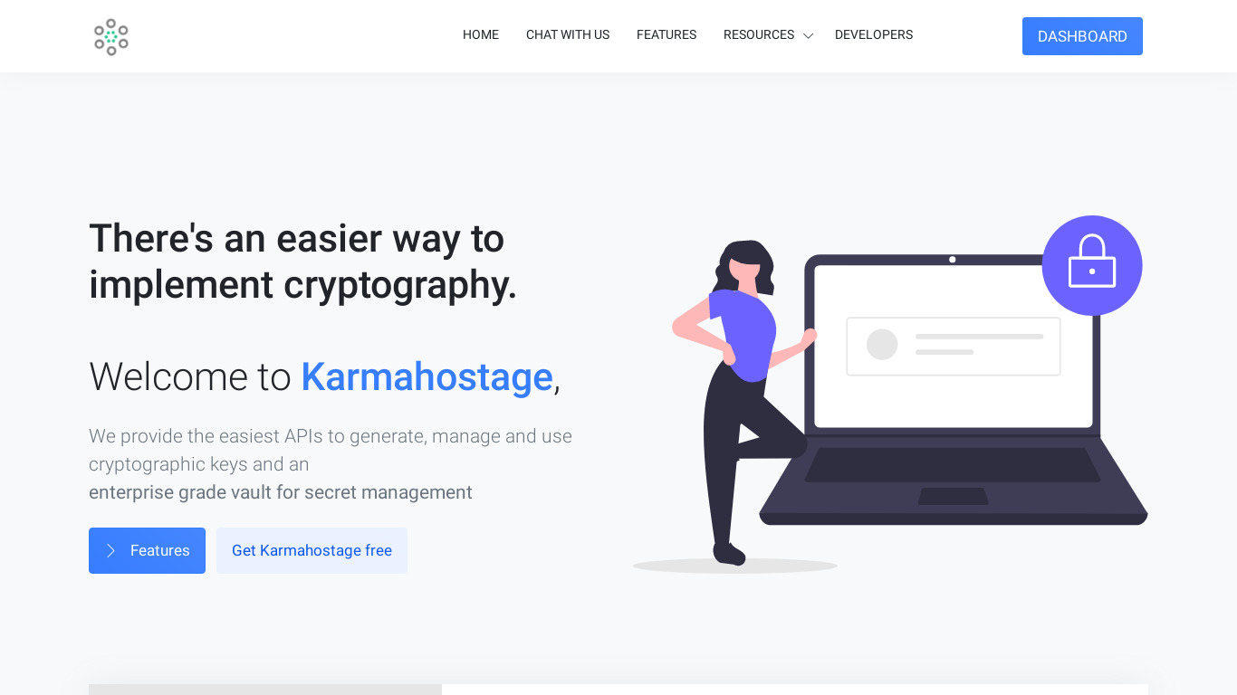 Karmahostage Landing page