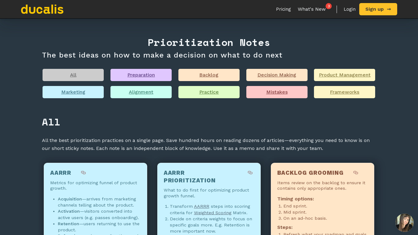 Prioritization Sticky Notes Landing page