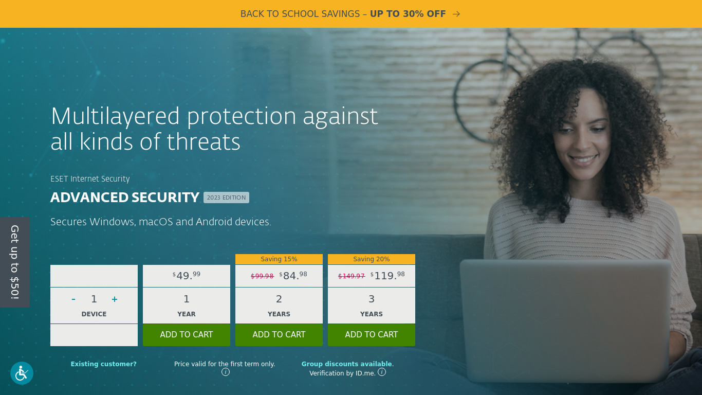 ESET Internet Security Landing page