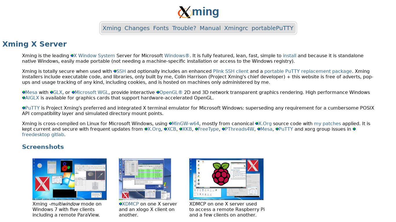 Xming Landing page
