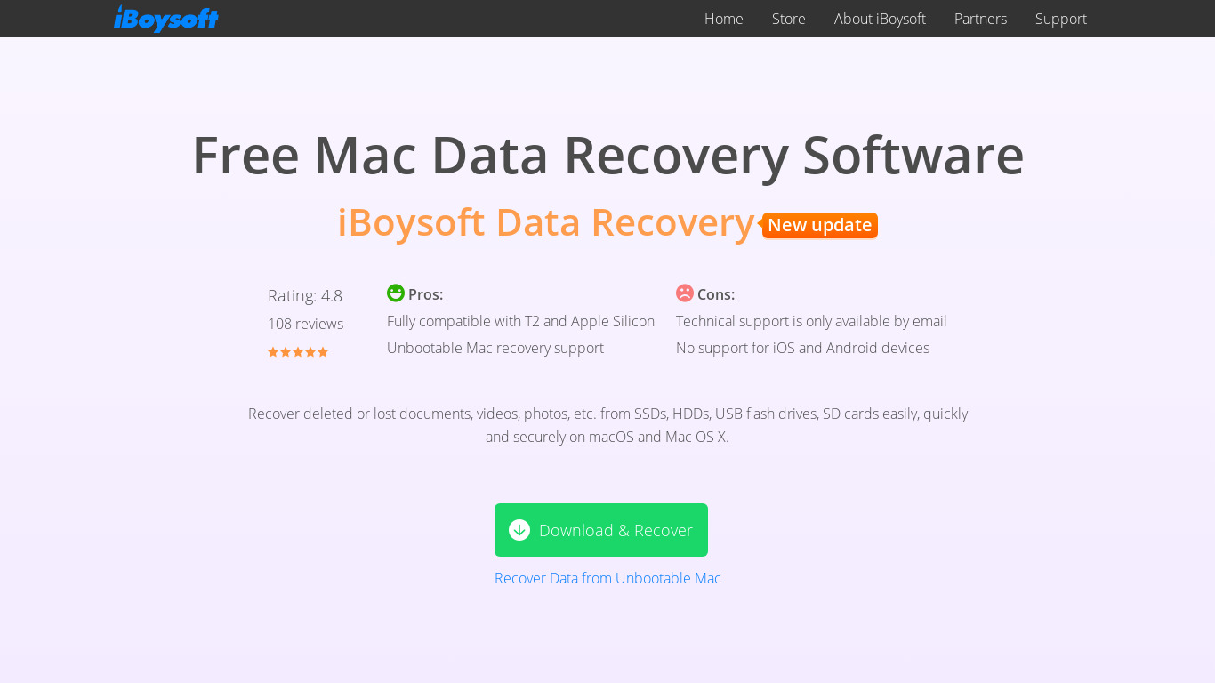 iBoysoft Data Recovery for Mac Landing page