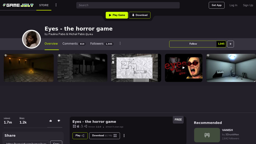 Eyes – The Horror Game Landing Page