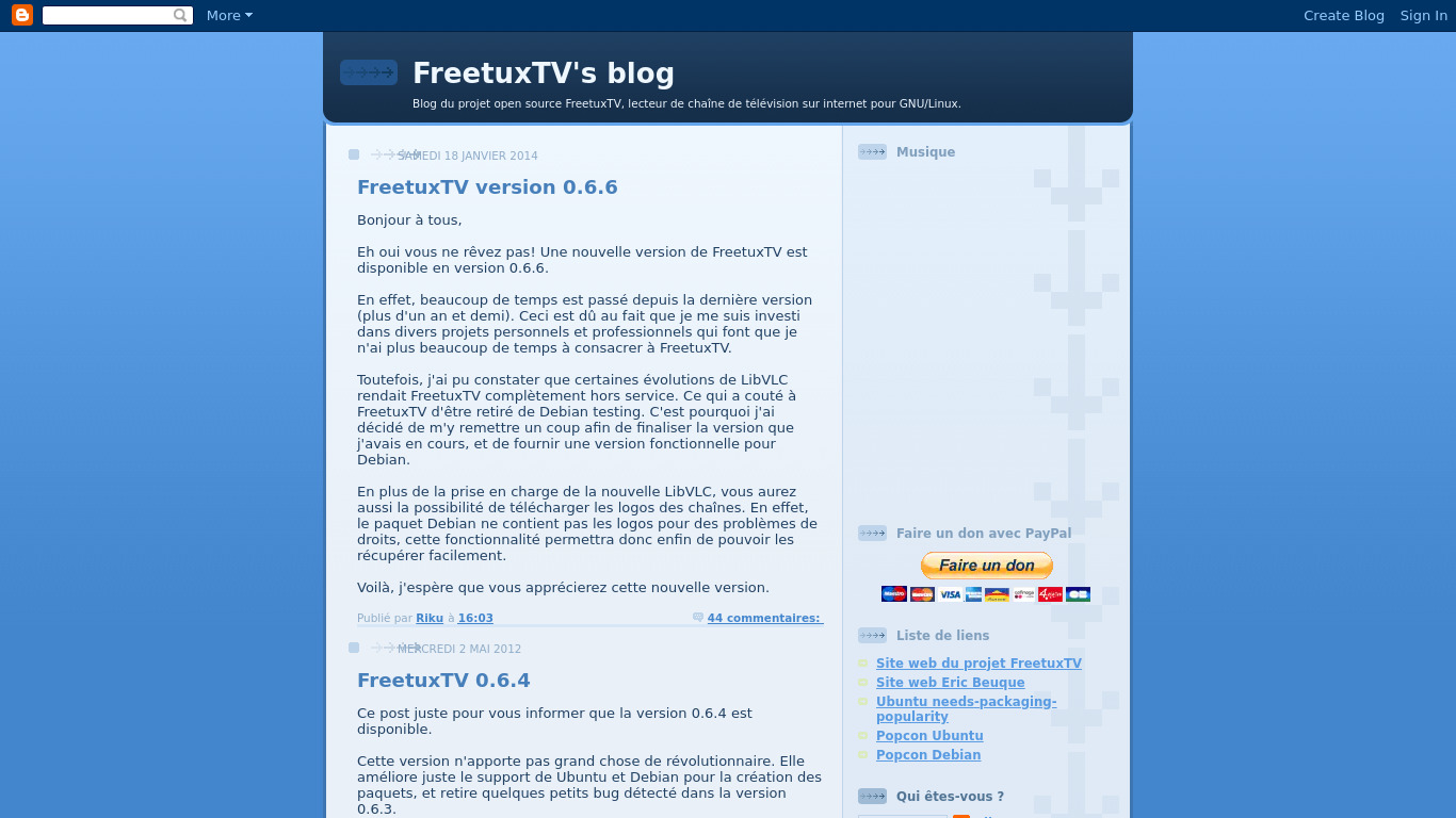 FreeTuxTV Landing page