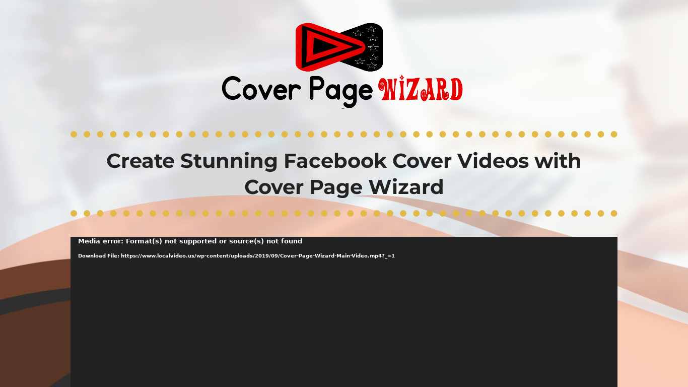 Cover Page Wizard Landing page