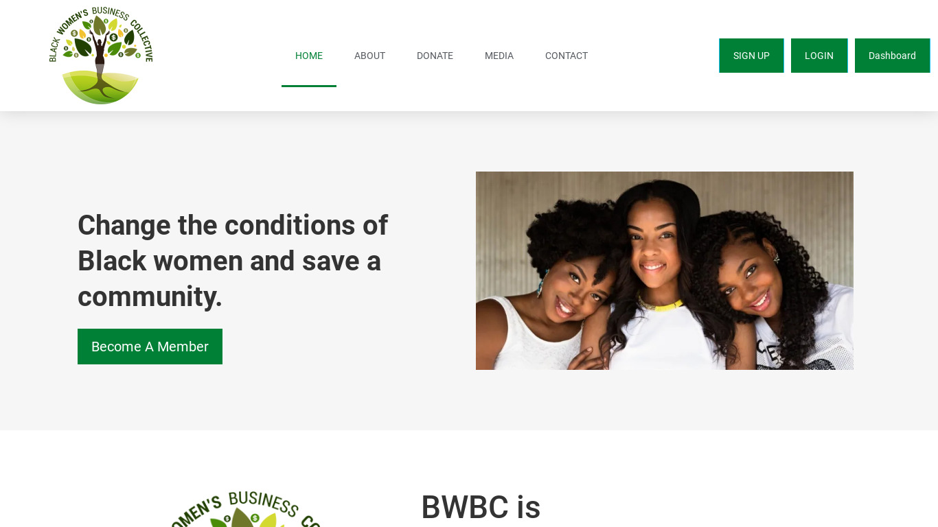 Black Women's Business Collective Landing page