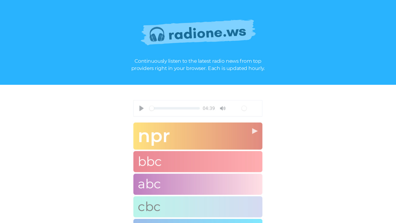 radione.ws Landing page