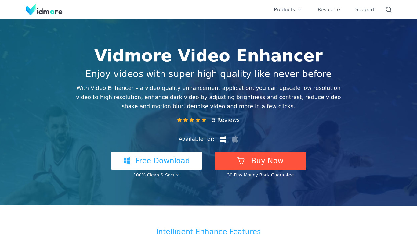 Vidmore Video Enhancer Landing page