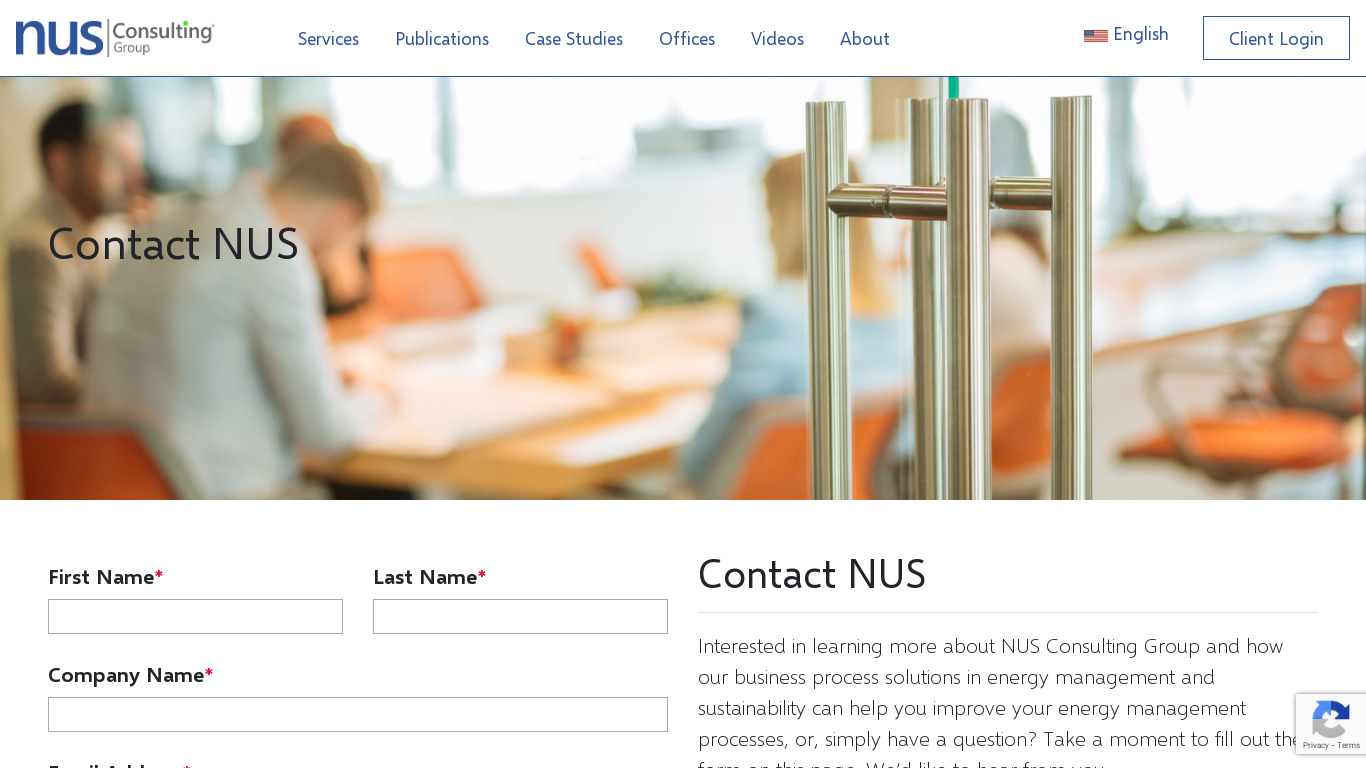 NUS Consulting Landing page