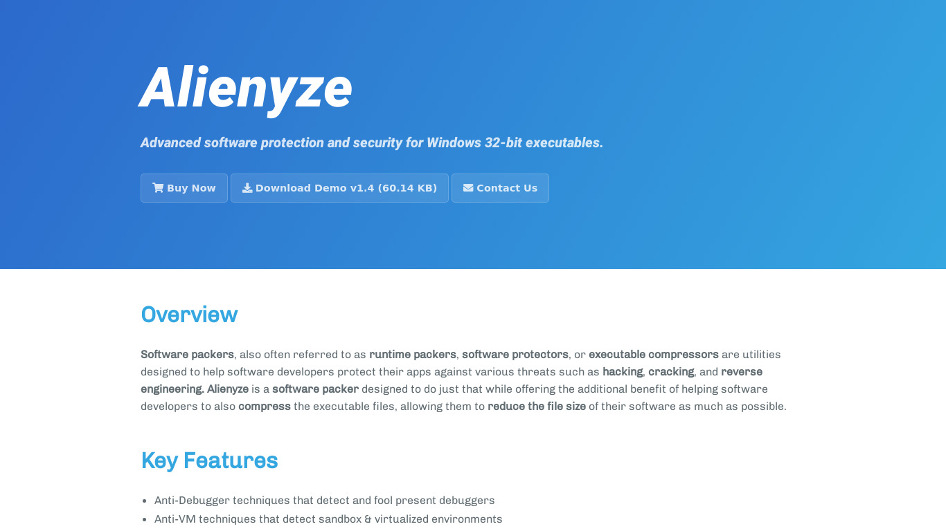 Alienyze Landing page