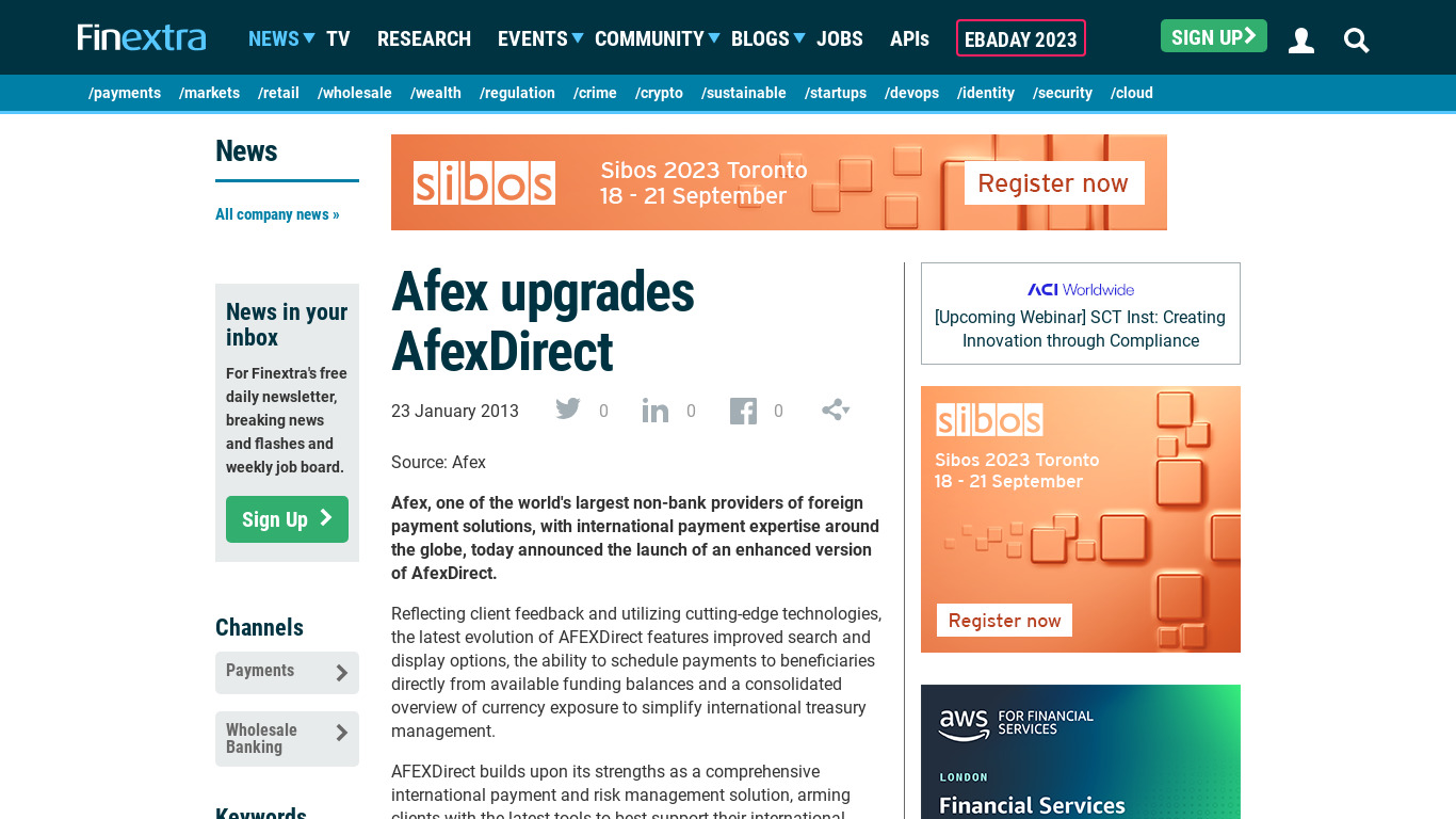 AFEXDirect Landing page