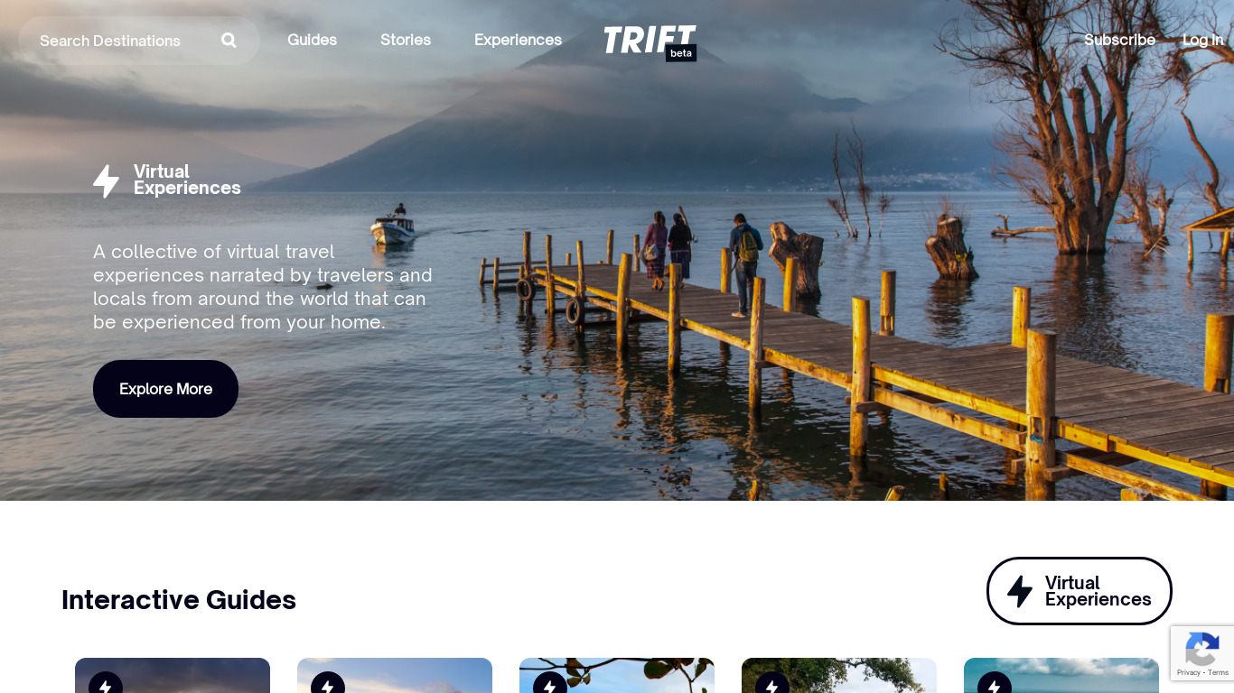Trift - Virtual Travel Experiences Landing page