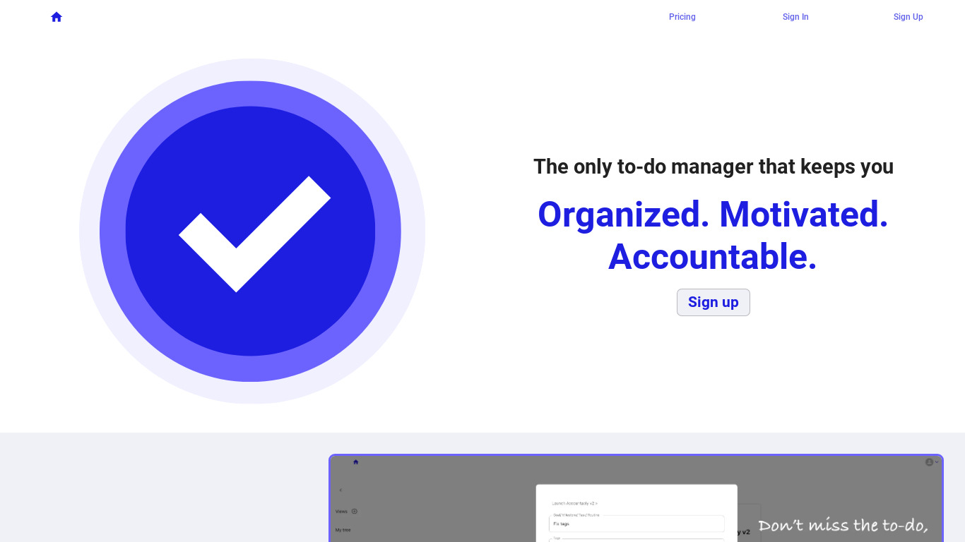 Accountably 🏃‍♀️ 🚲 📚 💼 Landing page