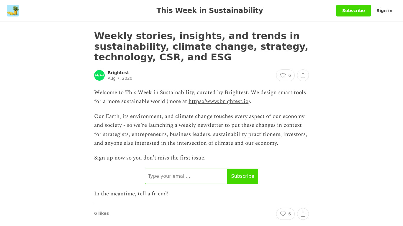 This Week in Sustainability Landing page