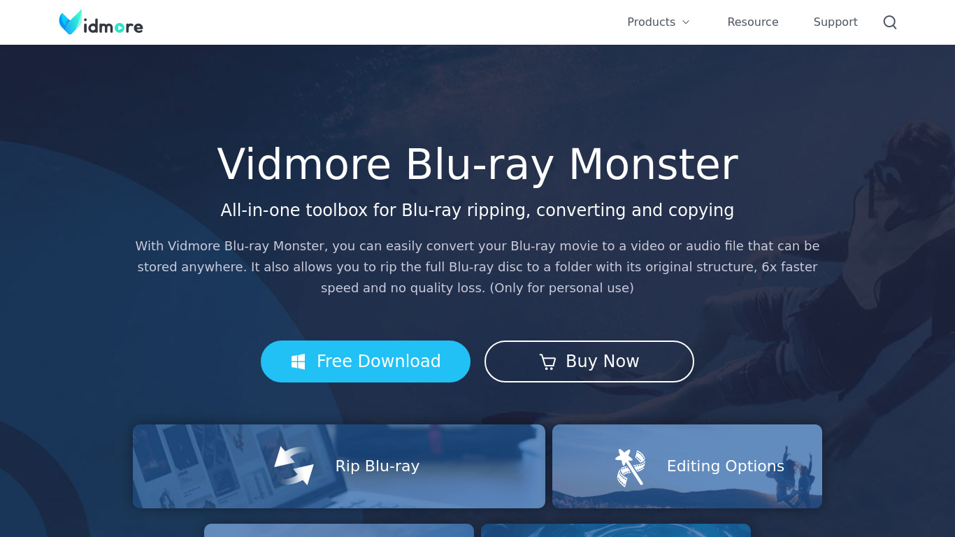 Vidmore Blu-ray Monster Landing page