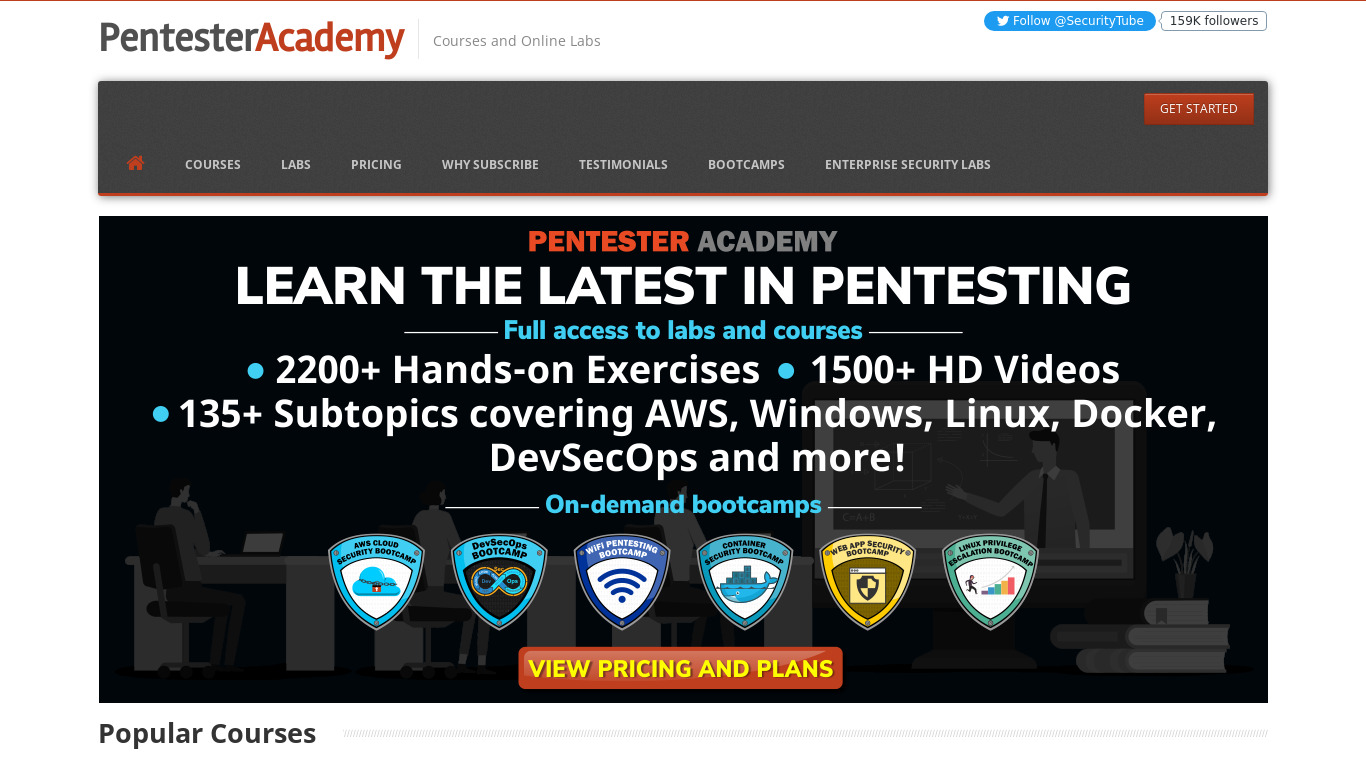 Pentester Academy Landing page