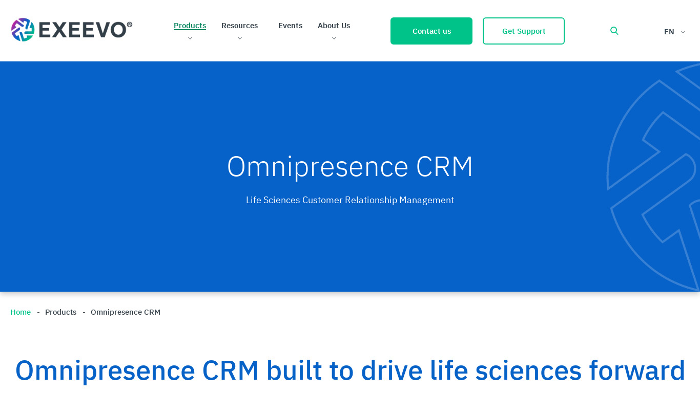 Omnipresence CRM Landing page