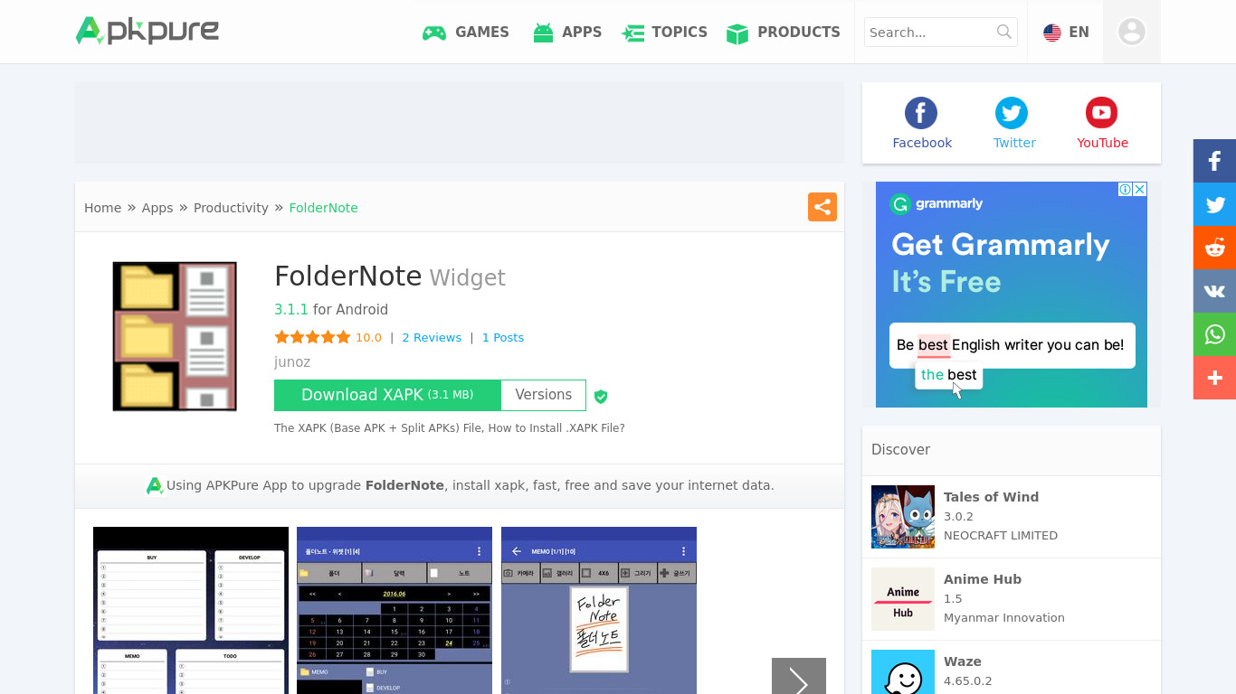 FolderNote Landing page