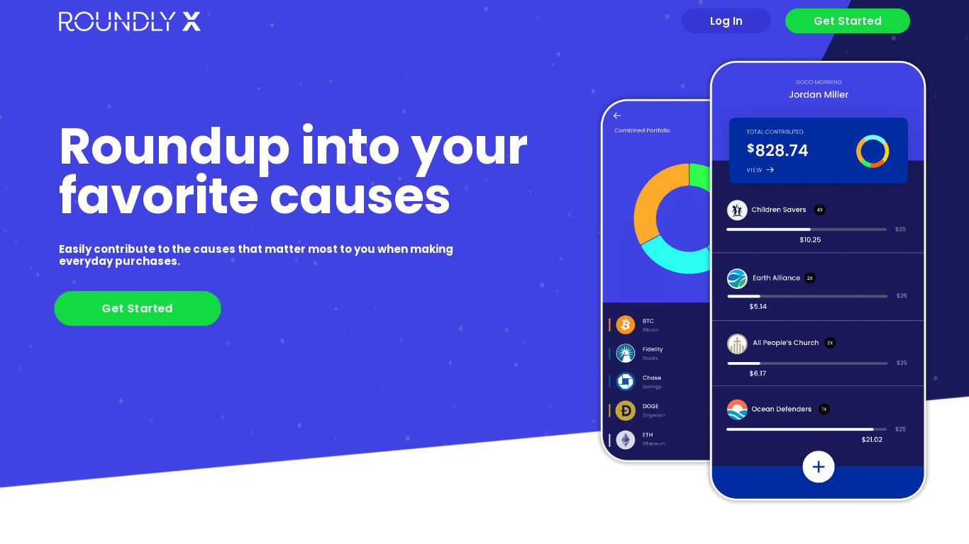RoundlyX Landing page