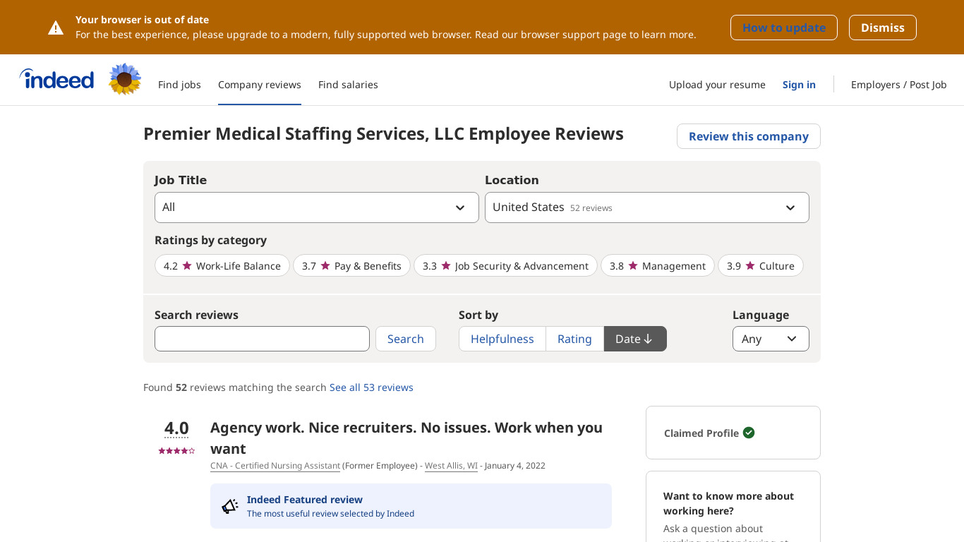 Premier Medical Staffing Services Landing page