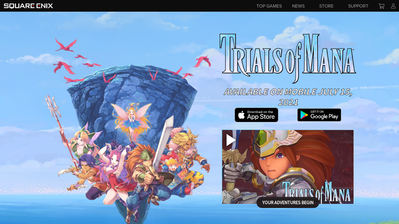 Trials of Mana Landing page