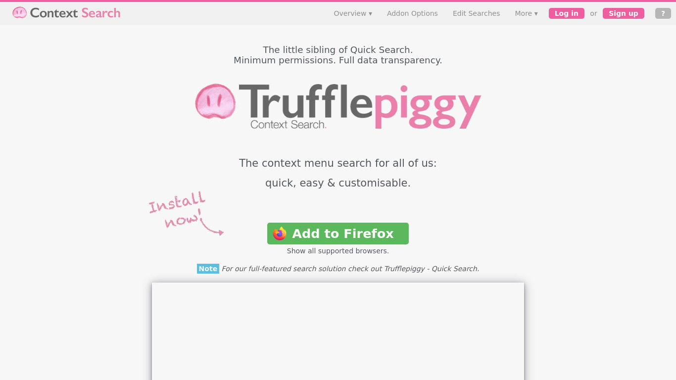 Trufflepiggy - Context Search Landing page
