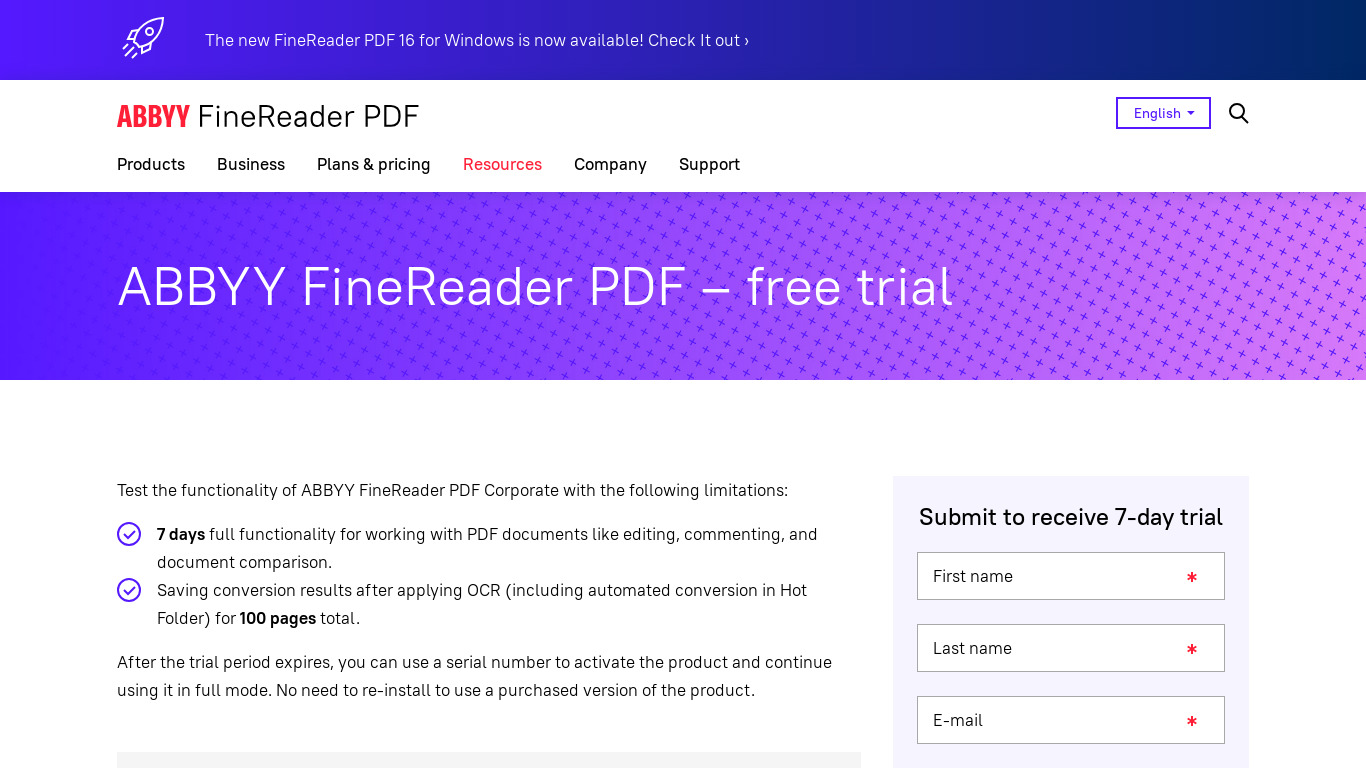FineReader PDF 15 Landing page