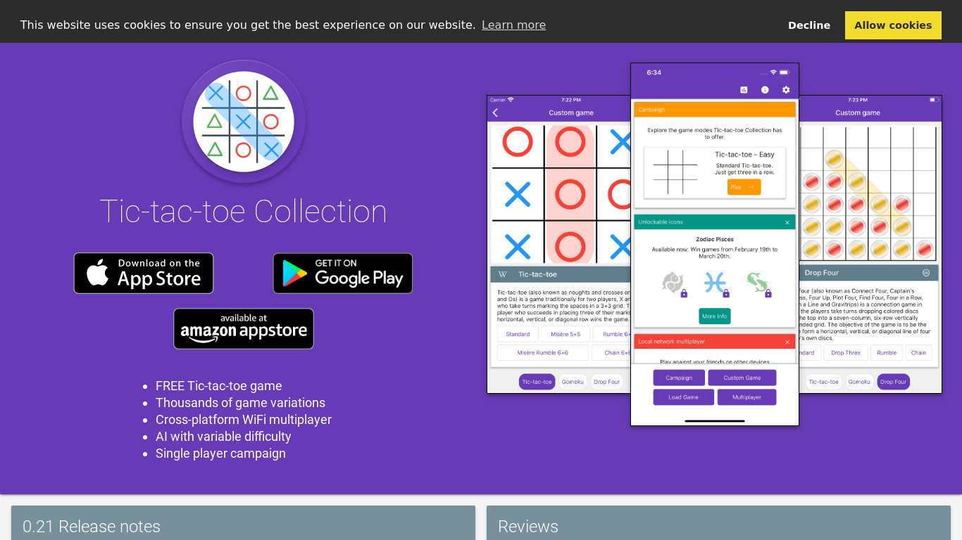 Tic-tac-toe Collection Landing page