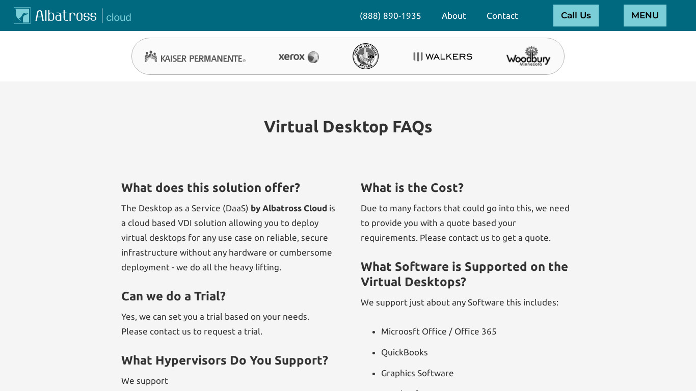 Desktop as a Service Landing page