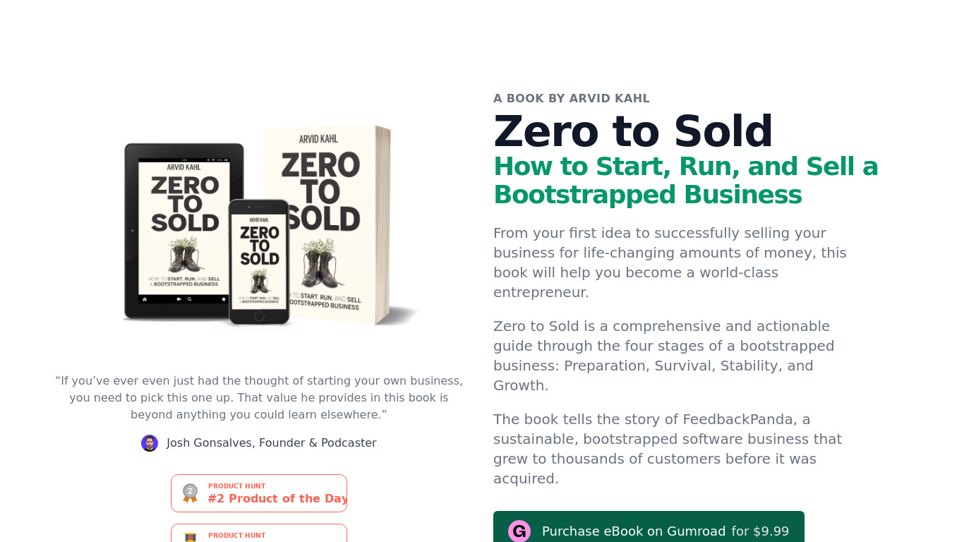 Zero to Sold Landing page