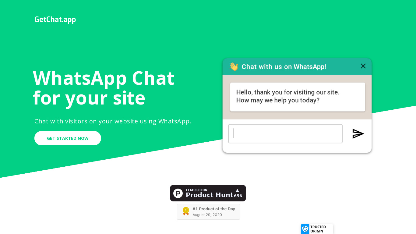 GetChat.App Landing page