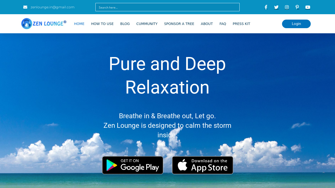 Zen Lounge Landing page