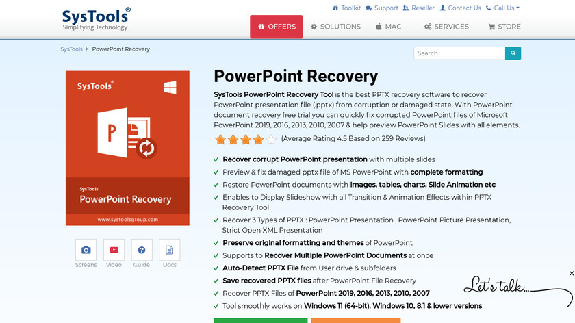 SysTools Powerpoint Recovery Landing Page