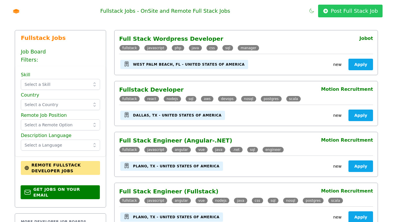 Full-Stack Developer Jobs Landing page