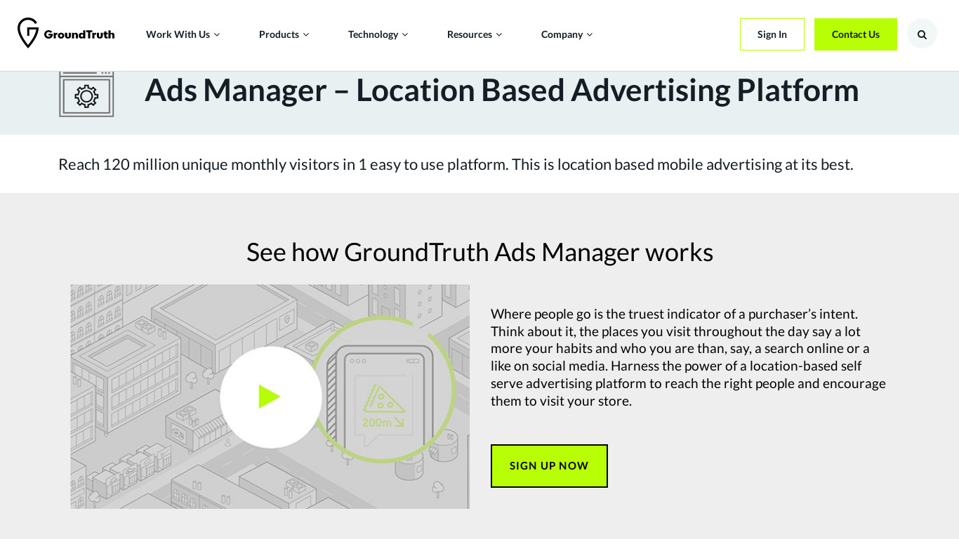 GroundTruth Ads Manager Landing page