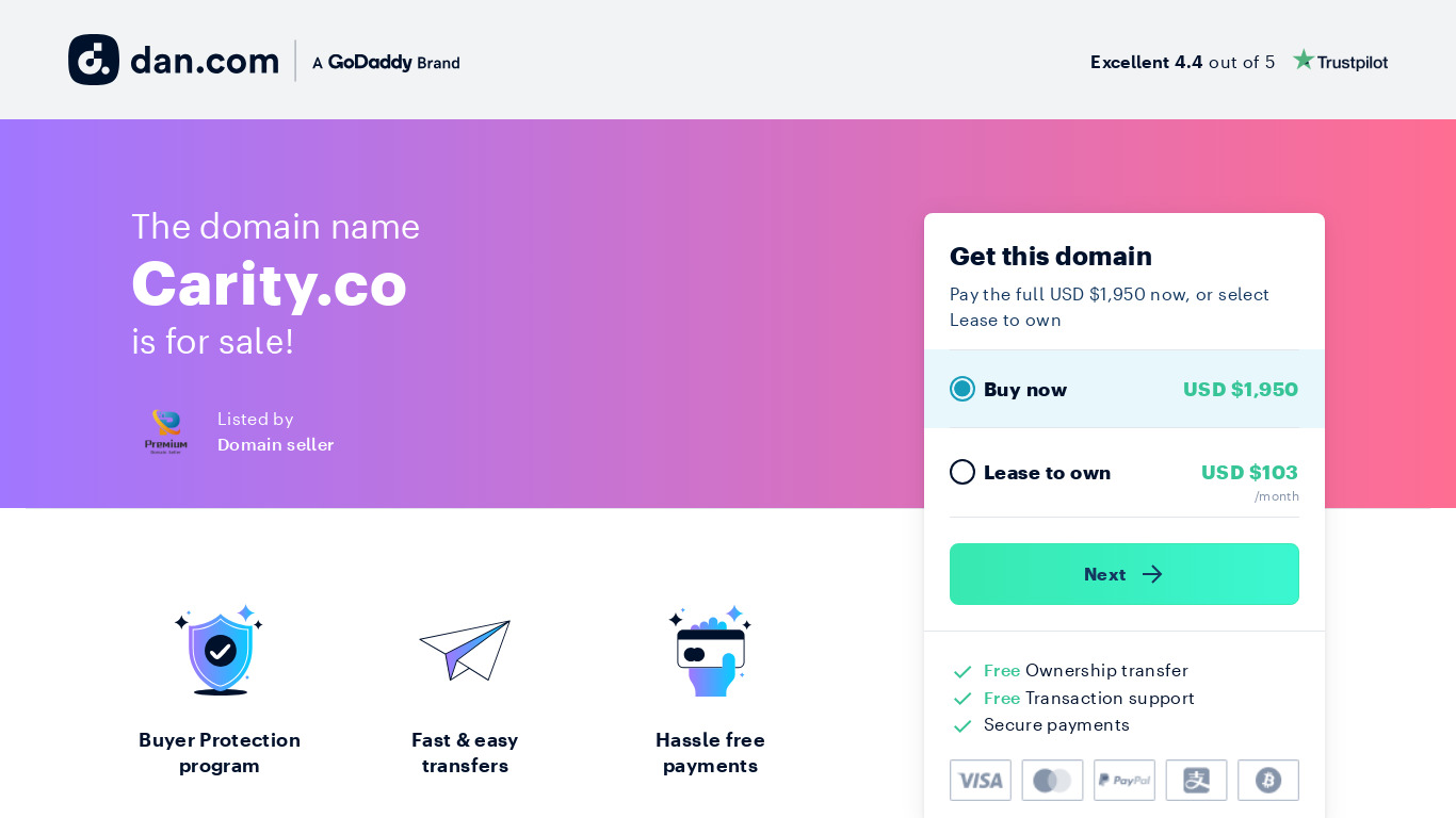 Carity Landing page