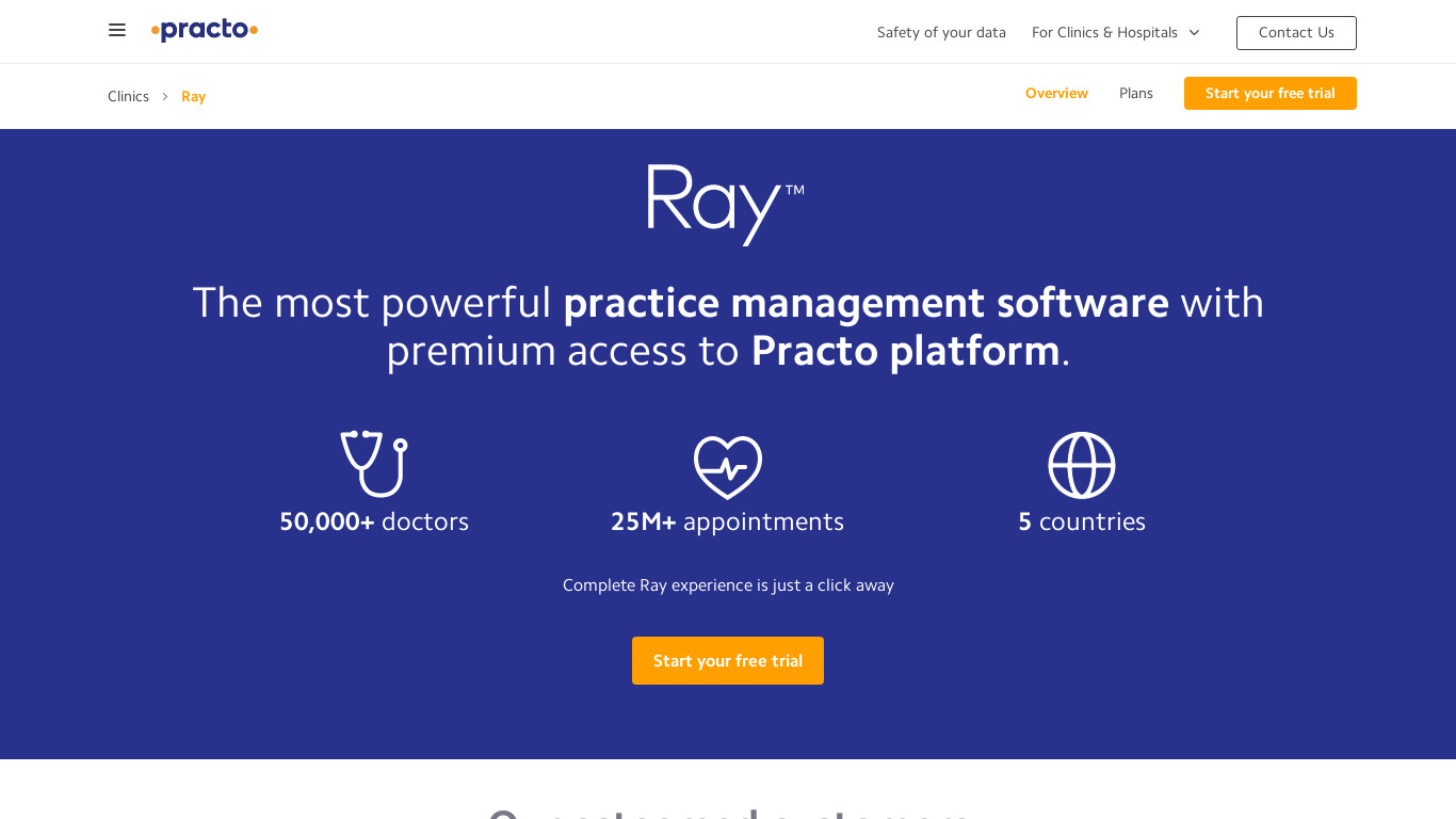 Ray by Practo Landing page