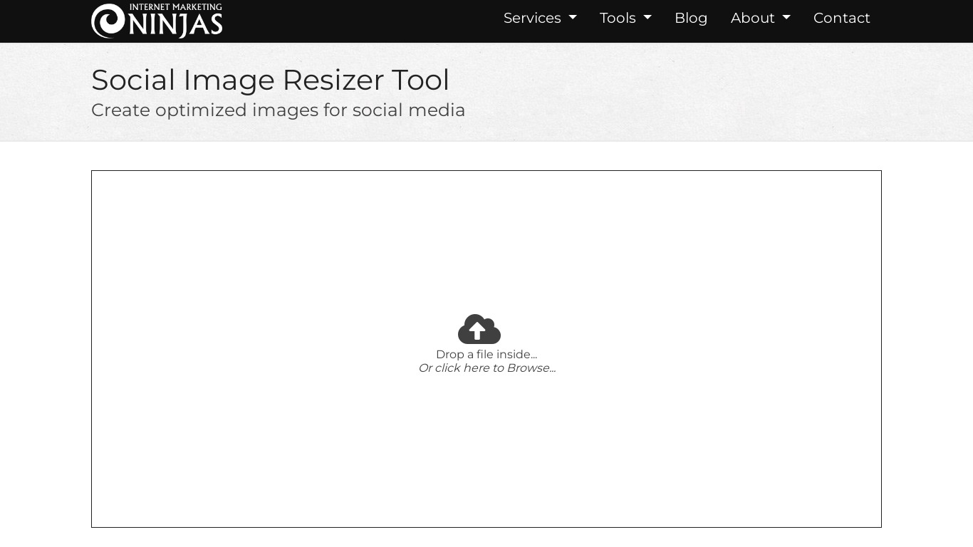 Social Image Resizer Tool Landing page