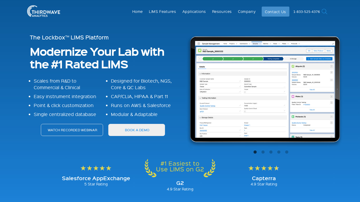 Lockbox LIMS Landing page