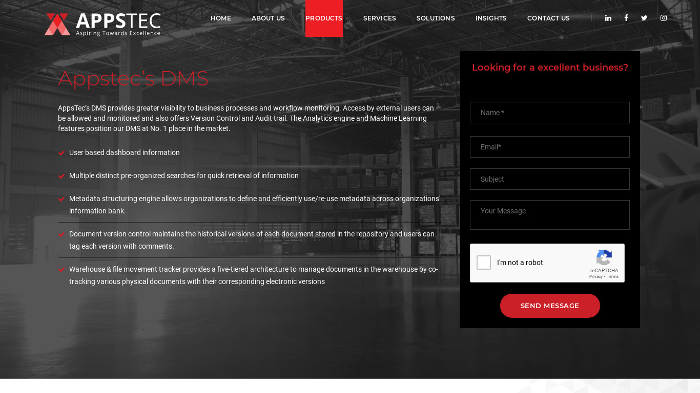 AppsTec DMS Landing page