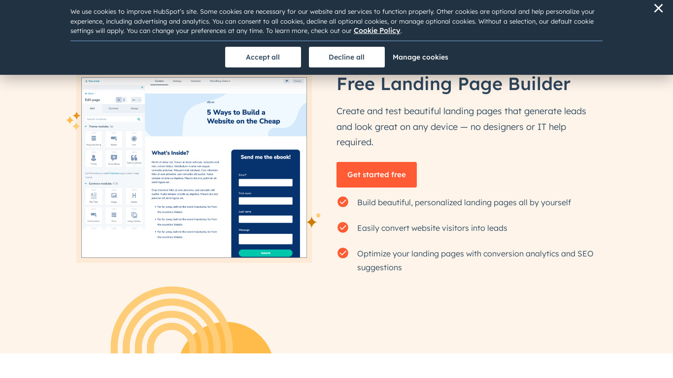 HubSpot Free Landing Page Builder Landing page
