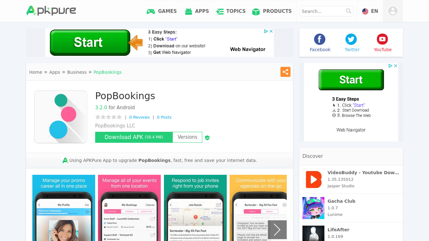 PopBookings Landing page