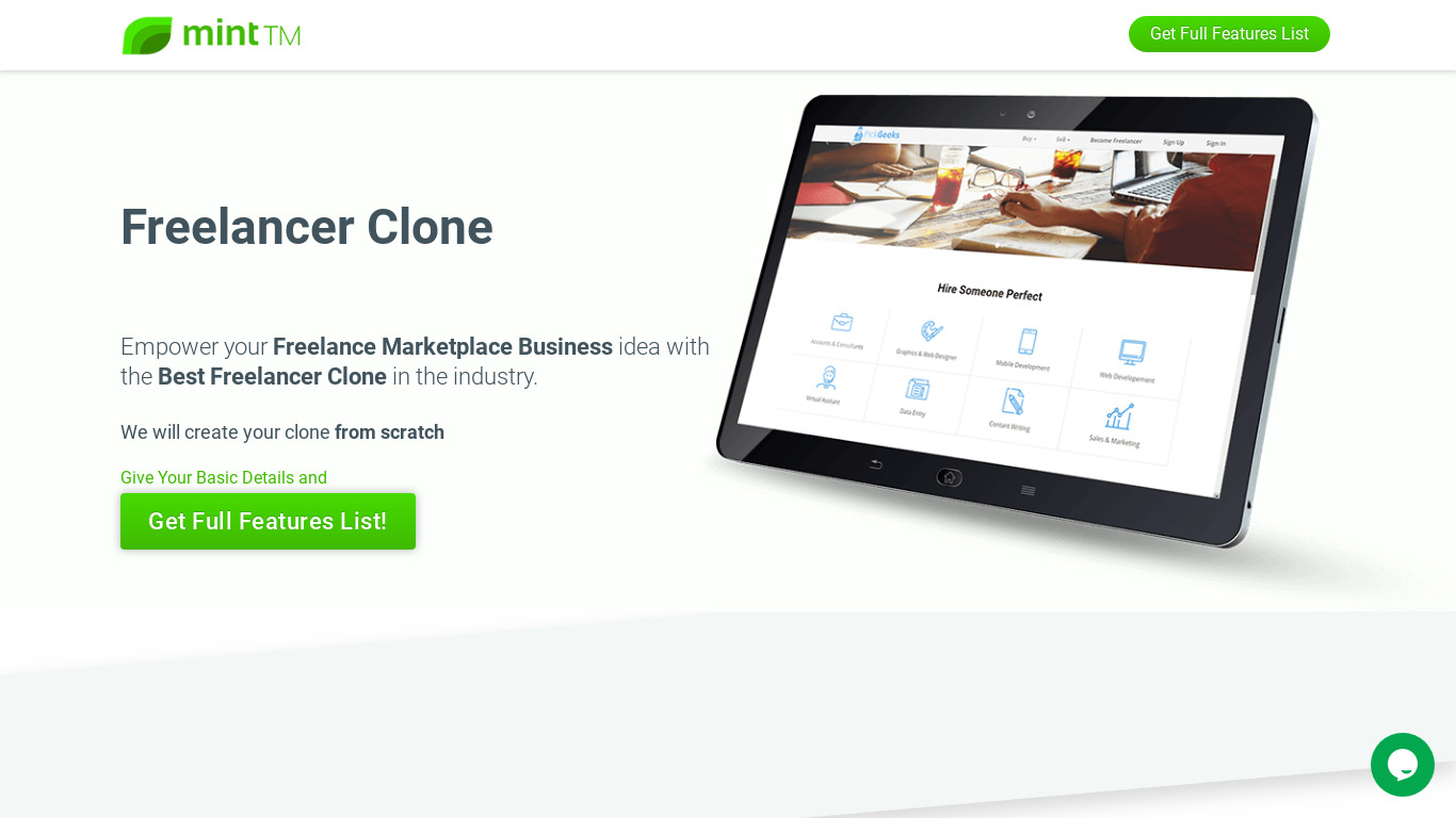 Freelancer Clone by MintTM Landing page