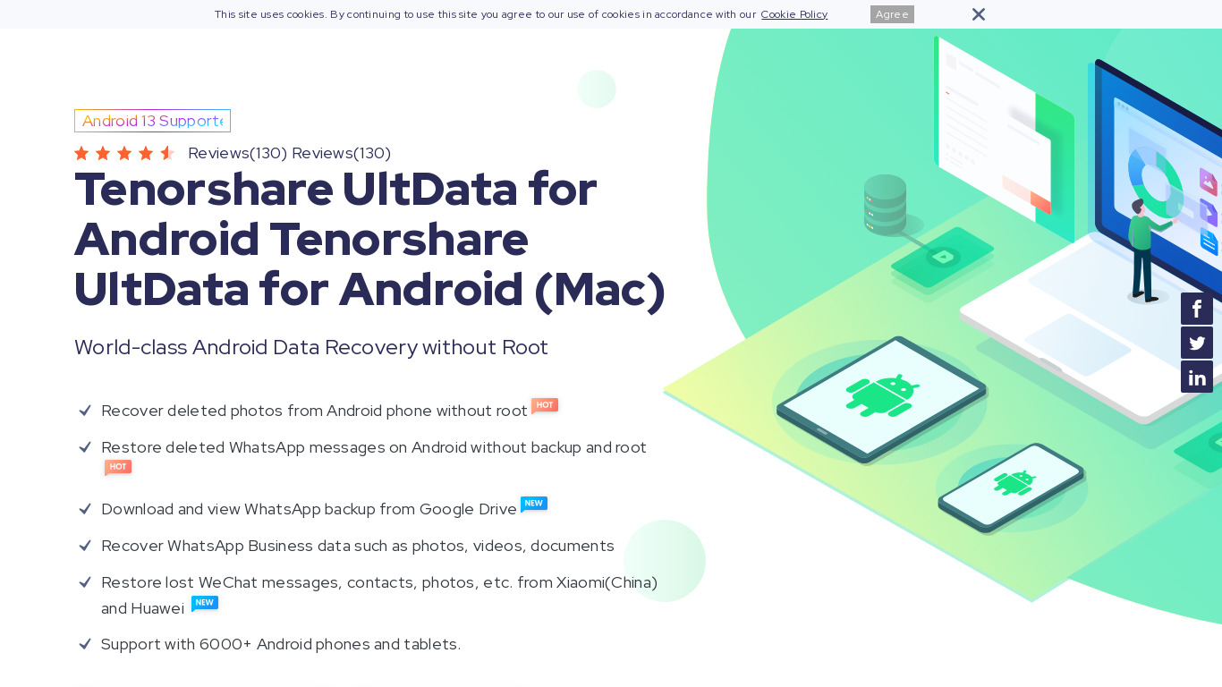 UltData - Android Data Recovery Landing page