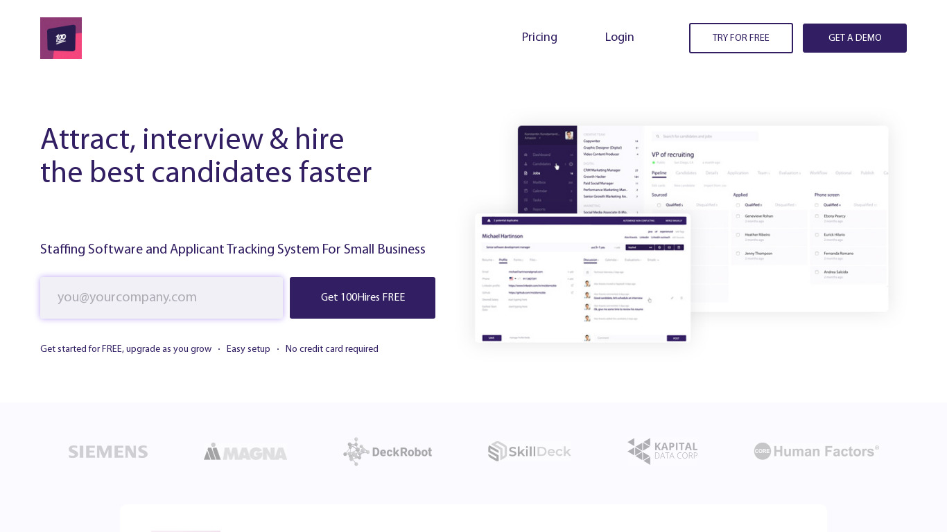 100Hires Landing page