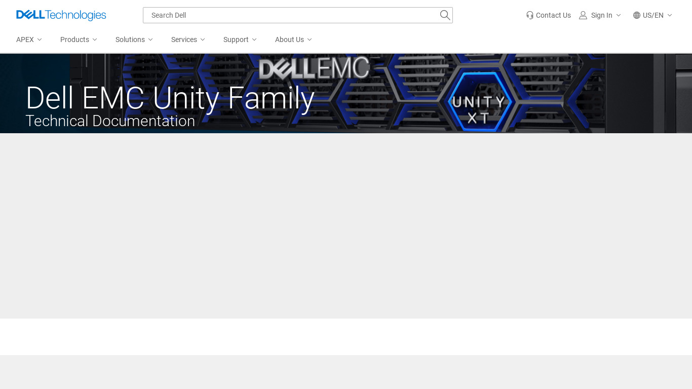 Dell EMC Unity Landing page